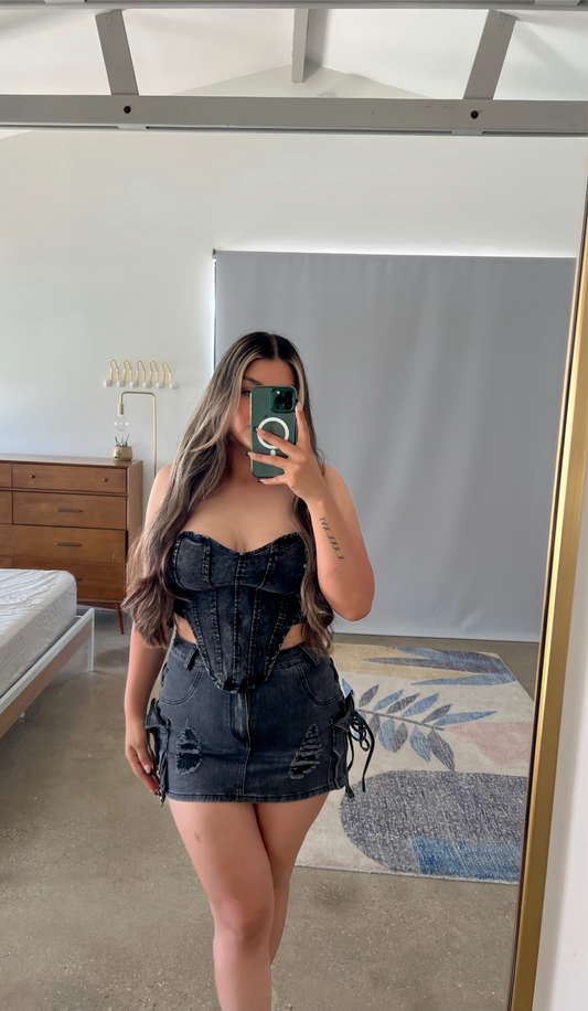 All Eyes On Me Denim Corset